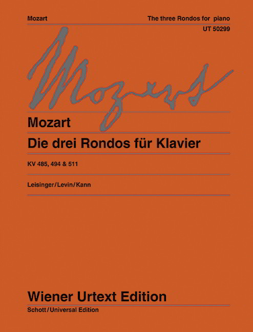 Mozart: The Three Rondos KV 485, 494 & 511 for Piano published by Wiener Urtext